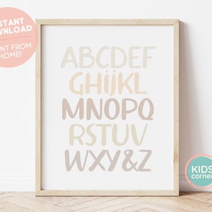 Alphabet Printable Wall Art, Nursery Decor Playroom, ABC Poster Instant Download, Educational Print, Instant Kids Wall Art, DIGITAL DOWNLOAD