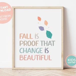 Fall Is Proof That Change Is Beautiful Print, Autumn Wall Art, Fall Art Instant Download, Fall Leaves Wall Art, Art DIGITAL DOWNLOAD