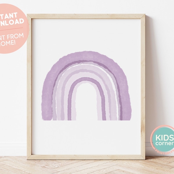 Purple Rainbow Wall Art, Rainbow Nursery Decor, Instant Download Wall Art,  PRINTABLE Wall Art, Girls Room, Kids Wall Art, DIGITAL DOWNLOAD