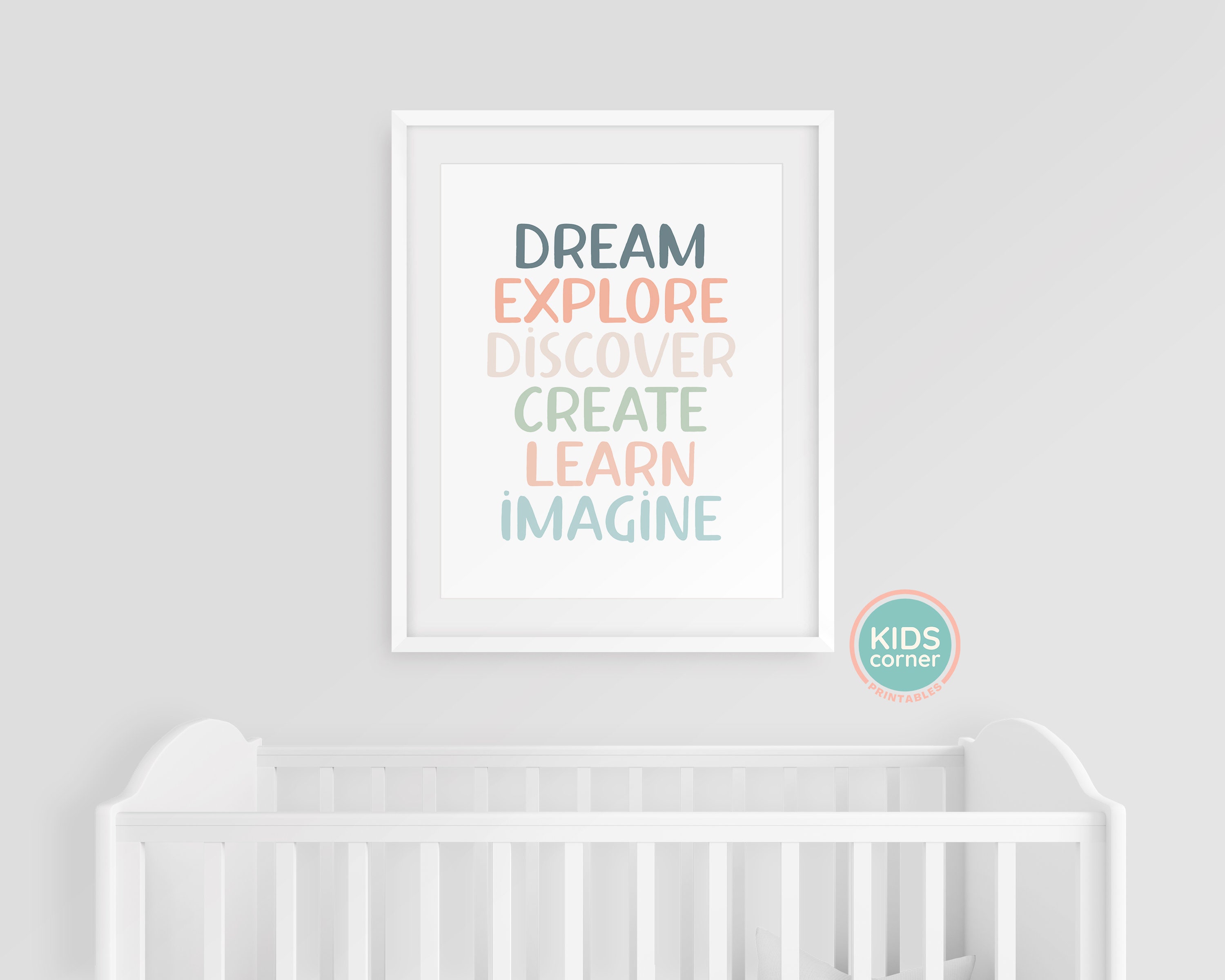 Dream Explore Discover Create Learn Imagine Druck, Boho Kinderzimmer ...