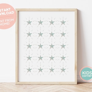 Stars with Sparks Printable Wall Art, Nursery Decor Playroom, Star Print Instant Download, Blue Stars Poster Print, Starry DIGITAL DOWNLOAD