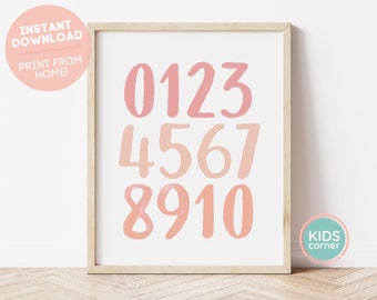 Numbers Printable Wall Art, Nursery Decor Playroom, Number Poster Instant Download, Educational Print, Kids Wall Art, DIGITAL DOWNLOAD