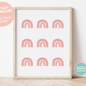 Pink Rainbows Wall Art, Rainbow Nursery Decor, Instant Download Wall Art,  PRINTABLE Wall Art, Girls Room, Kids Wall Art, DIGITAL DOWNLOAD