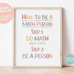 Como ser uma pessoa matemática, impressão, etapa 1, fazer matemática (qualquer tipo), etapa 2, ser uma pessoa, impressão colorida em sala de aula, matemática engraçada DOWNLOAD DIGITAL