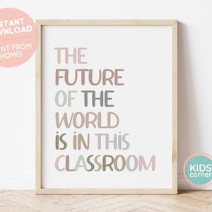 The Future Of The World Is In This Classroom Printable, Classroom Wall Art, Brown Letters Decor, Positive Classroom Decor DIGITAL DOWNLOAD