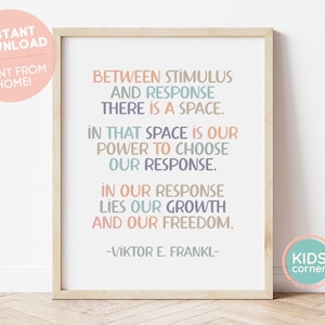 Between Stimulus and Response There Is A Space Print, Viktor Frankl Quote, Classic Book Quotes, Book Lovers Gifts, Classic Literary Quotes