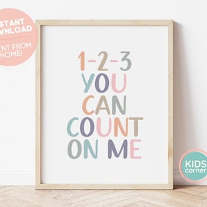 1-2-3 You Can Count On Me Print, Math Classroom Printable, Boho Chic Mathematics, School Poster, Classroom Decor, Wall Art, DIGITAL DOWNLOAD