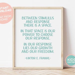 Between Stimulus and Response There Is A Space Print, Viktor Frankl Quote, Classic Book Quotes, Book Lovers Gifts, Classic Literary Quotes