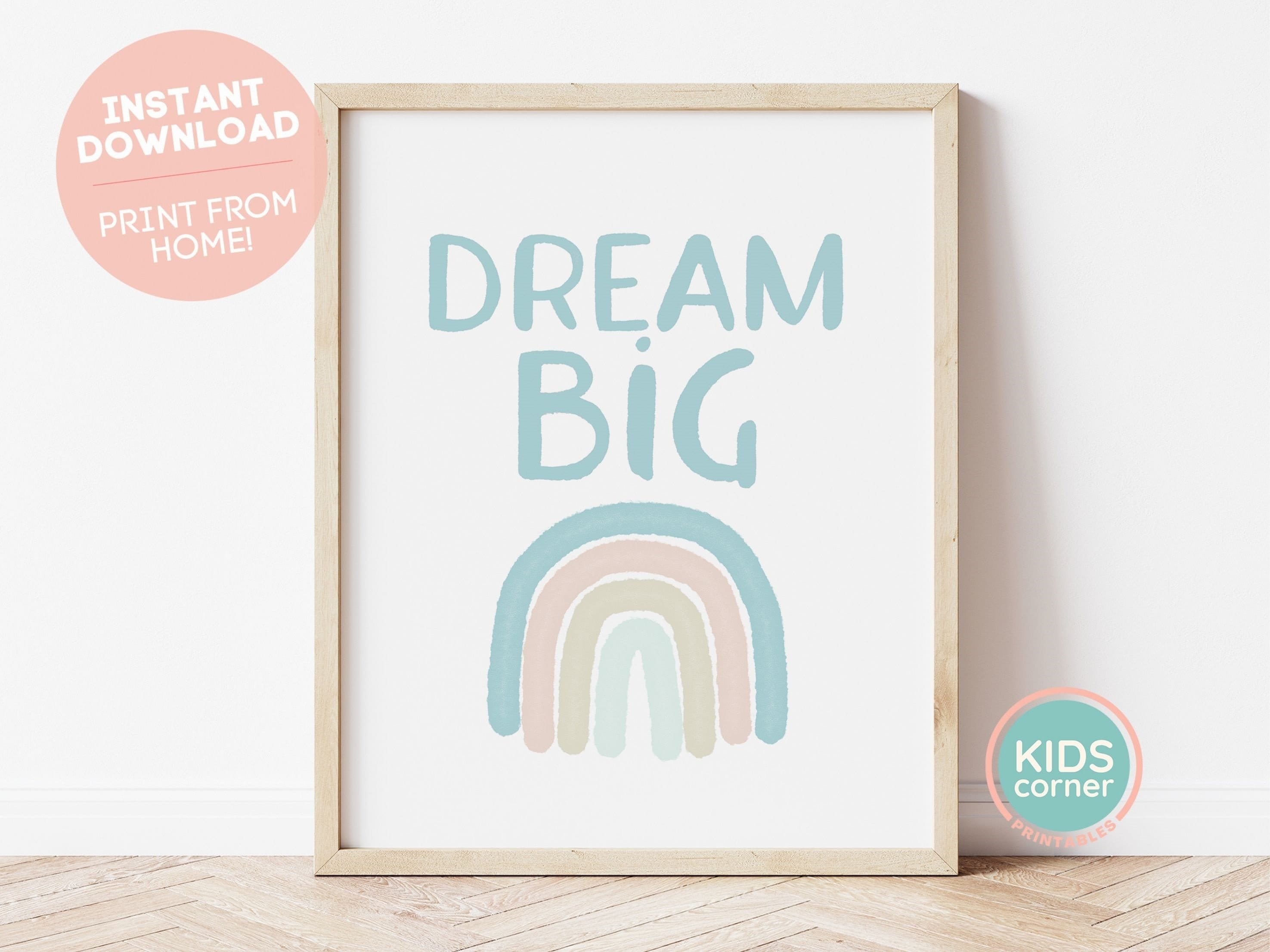 Dream Big Print, Kids Room Printable, Dream Big Digital Print, Kids ...