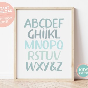 Alphabet Printable Wall Art, Nursery Decor Playroom, ABC Poster Instant Download, Educational Print, Instant Kids Wall Art, DIGITAL DOWNLOAD