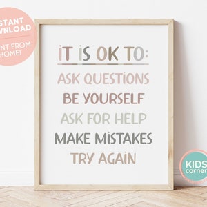 Está bien hacer preguntas Sé tú mismo Pide ayuda Para cometer errores Inténtalo de nuevo Imprimir, está bien imprimir, está bien Classroom DESCARGA DIGITAL