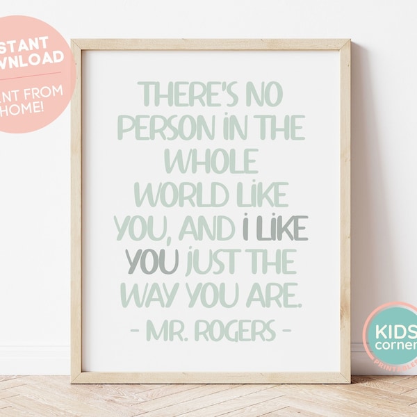 There's No Person In The Whole World Like You, And I Like You Just The Way You Are Print, Mr. Rogers, Mister Rogers, Art DIGITAL DOWNLOAD