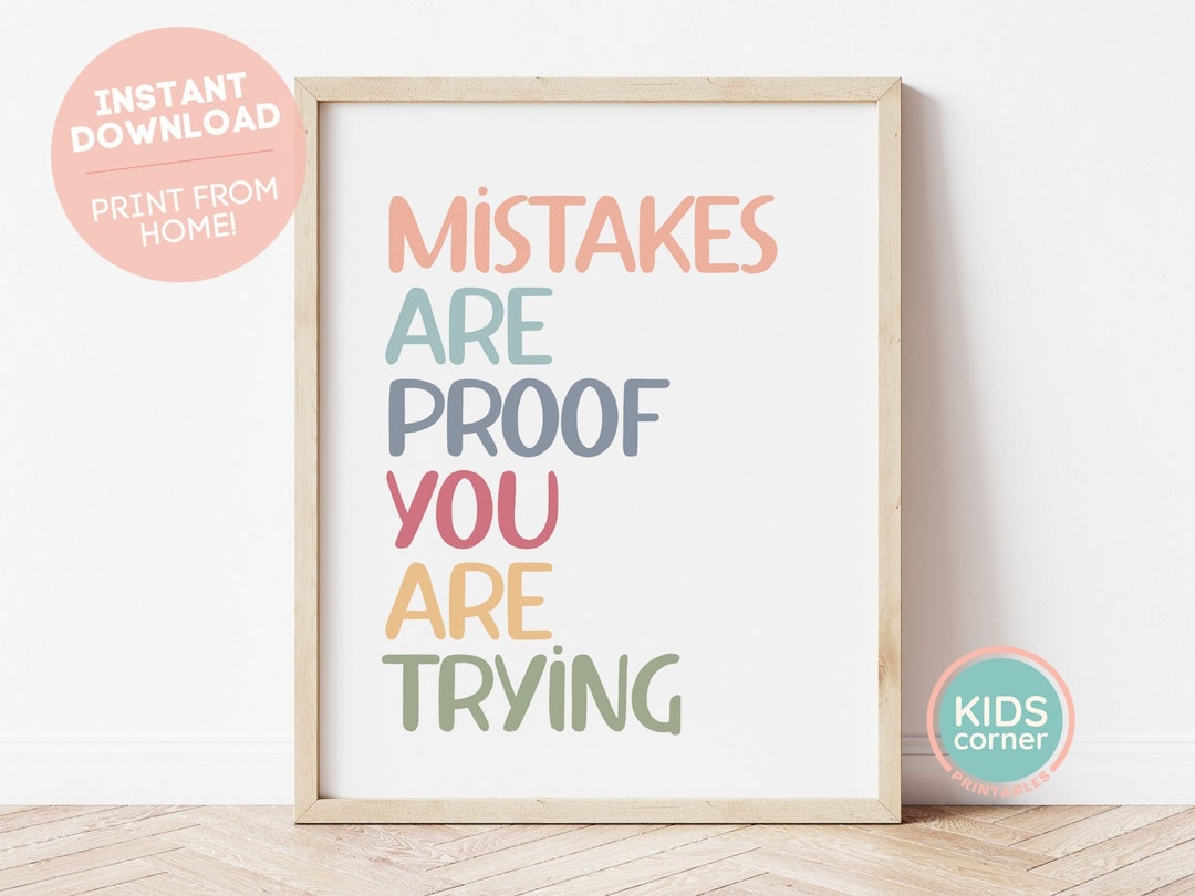 Mistakes Are Proof You Are Trying Print, Boho Print, Boho Motivational Printable Art, Boho
