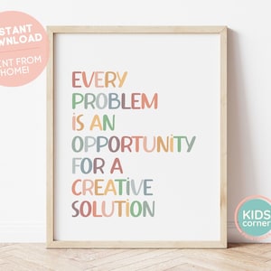 Every Problem Is An Opportunity For A Creative Solution Printable, Math Quote, Colorful Classroom Print, Science Classroom DIGITAL DOWNLOAD