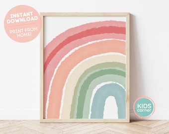 Regenbogen-Wand-Kunst, rot Orange gelb grün blau Regenbogen Kinderzimmer Dekor, Instant Download, Wandkunst, druckbare Wandkunst, DIGITAL DOWNLOAD