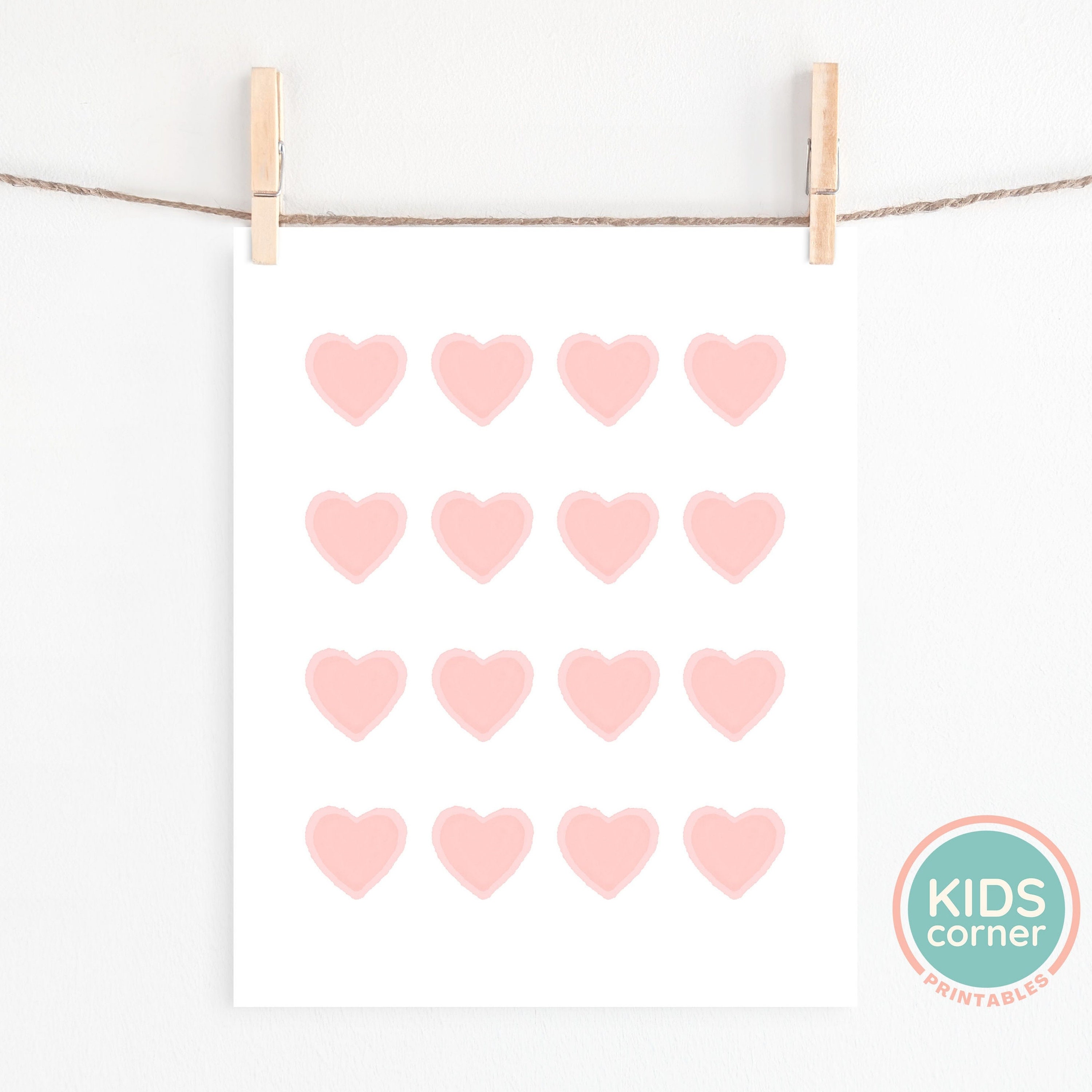 Hearts Printable Wall Art Nursery Decor Playroom Valentines - Etsy