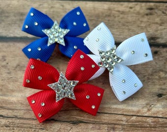 Mini Patriotic Star Dog Grooming Ribbon Bows