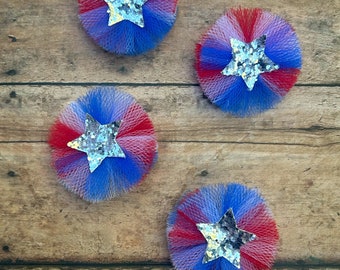 Small Star Tulle Patriotic Dog Grooming Bows