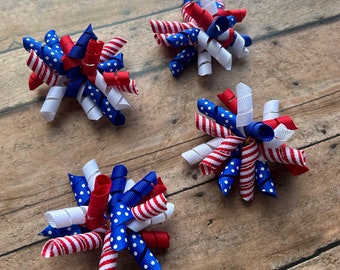 Patriotic Curly Dog Grooming Bows