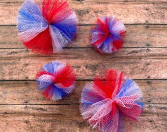 Patriotic Tulle Dog Grooming Bows