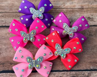 Mini Crystal Butterfly Ribbon Bows