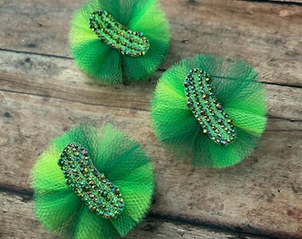Pickle Tulle Dog Grooming Bows
