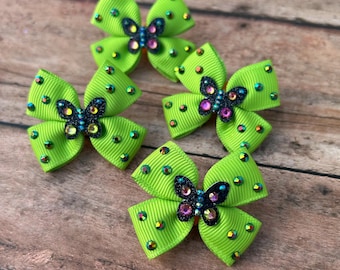 Mini Rainbow Butterfly Ribbon Bows