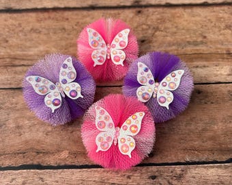 Small Purple and Pink Butterfly Dog Grooming Bows