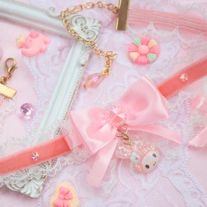Cute Choker, Kawaii pendant  Peach, pink and White colors Collar for girl, for women
