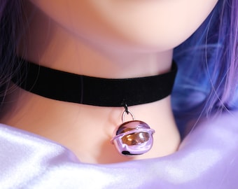 Choker necklace- Black Velvet , Friends Accessory/ Kitty Cat white, pink , blue Bell pendant /Beautiful Cosplay Jewelry for her, for him