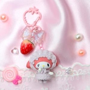 Cute Key chain- 2 styles, Pink Heart , Strawberry Key Ring, Kawaii Bag accessory