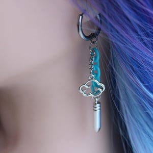 Jinx Earrings, League of Legends Accessory, Stainless Steel Rings, Handmade