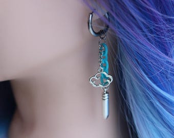 Jinx Earrings, League of Legends Accessory, Stainless Steel Rings, Handmade