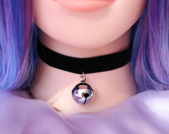 Choker necklace- Black Velvet , Friends Accessory/ Kitty Cat white, pink , blue Bell pendant /Beautiful Cosplay Jewelry for her, for him