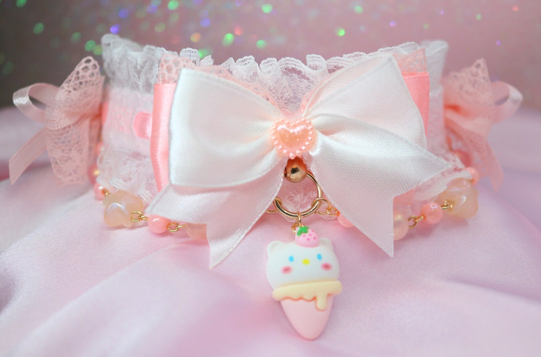 Cute Choker, Lolita Lace Collar, 1 pcs. Hair clips, Cosplay Accessory, Pearl necklace for Girl, for Women