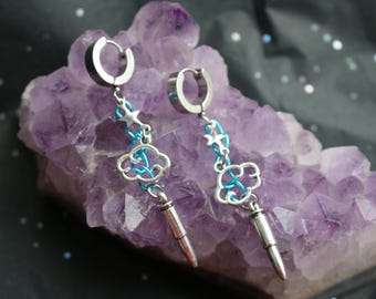 Jinx Earrings, League of Legends Accessory, Stainless Steel Rings, Handmade