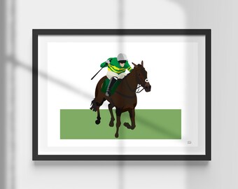 AP McCoy Champion Jockey Print: Minimalist Horse Racing Art