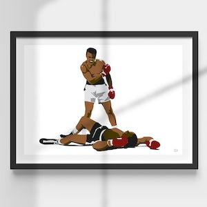 Muhammad Ali | Sonny Liston knock-out | Boxing Great | 1965 | Print | Iconic | Minimalist Wall Art