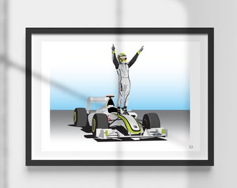 Jenson Button | F1 | World Champion | Brawn | Motor Racing | Print