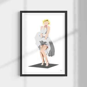 Marilyn Monroe art print in white dress from the Seven Year Itch Movie | Print | Iconic | Original Wall Art