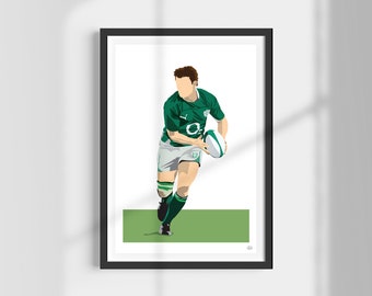 Brian O'Driscoll Print: Irish Rugby Legend Minimalist Wall Art