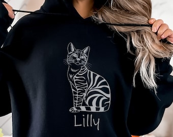 Hoodie personalisiert mit Name Katze getigert