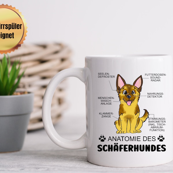 Schäferhund Anatomie Tasse, lustige Sprüche