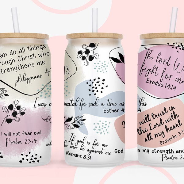Bible Verse Glass Can Cup Etsy