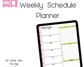 Weekly Planner Pages, Undated Productivity Planner, Single Page, Letter Size, Big HP