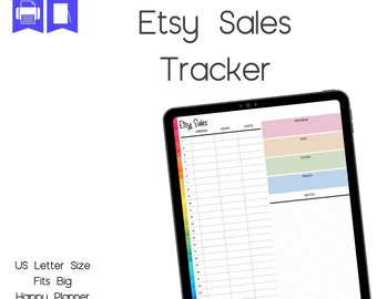 Etsy Sales Tracker, Printable Planner Page, Letter Size, Big HP