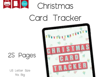 Christmas Card Tracker Printable, 10 Year Tracker, Christmas Record, Canva Template, US Letter / Big HP