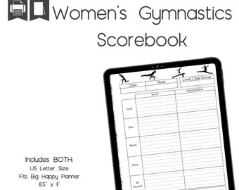 Women's Gymnastics Scorebook, Printable Scorebook, Gymnastics Printable, Gymnastics Goals