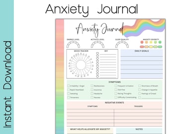 Anxiety Journal, Therapy Journal, Mental Health Journal, Self Care, Printable Journal, Goodnotes Journal Page