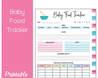 Printable Baby Food Tracker - First Foods Diary for Baby Led Weaning